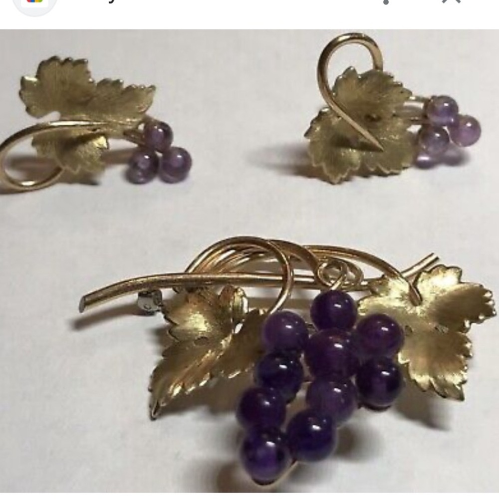 1960’S KREMENTZ GRAPE 🍇LEAVES AND GENUINE AMETHYST stone